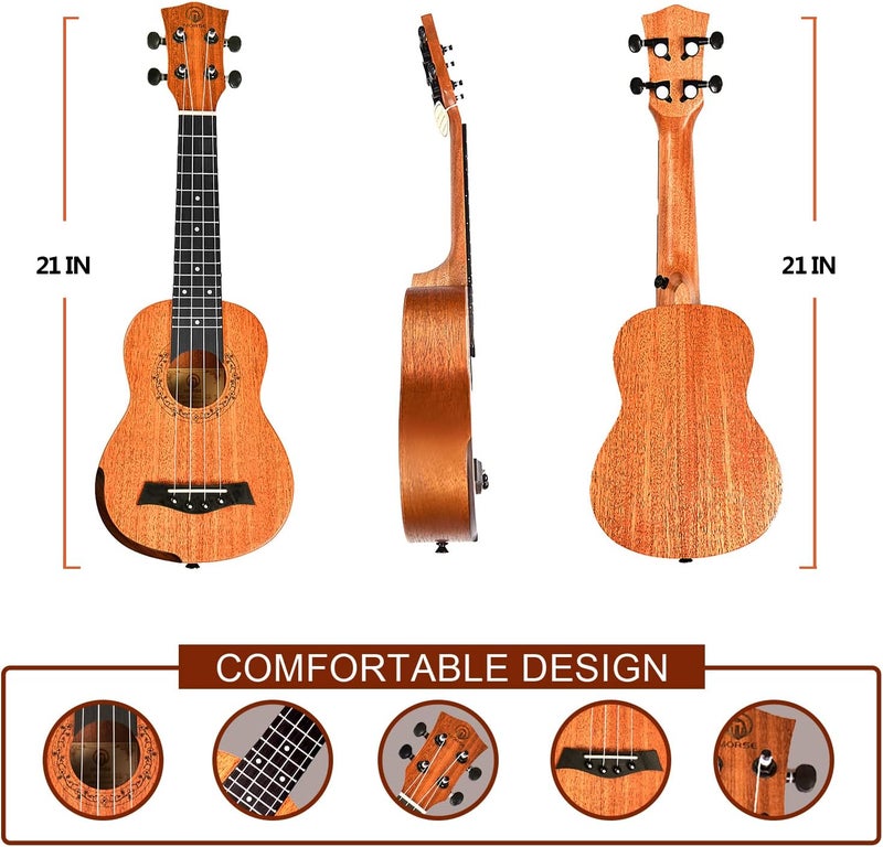 MORSE Soprano Ukulele Arm Rest Ukulele for Beginner Pack-21 Inch with Gig Bag Fast Learn Songbook Tuner Pick All in One Kit - Image 5